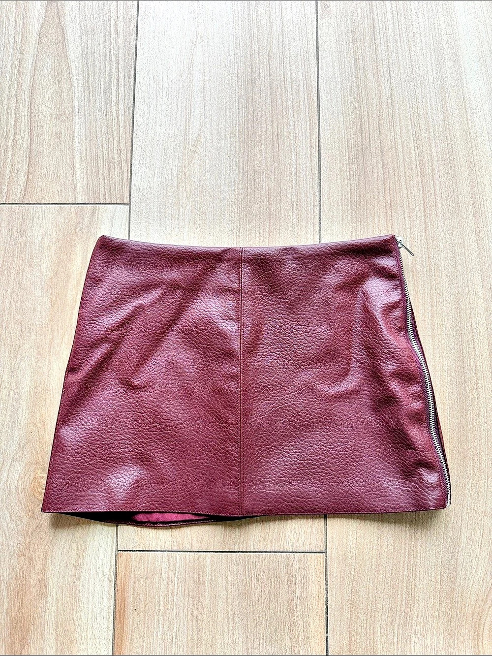 Statement Faux Leather Burgundy Mini Skirt Rockstar Girlfriend 90s Dark